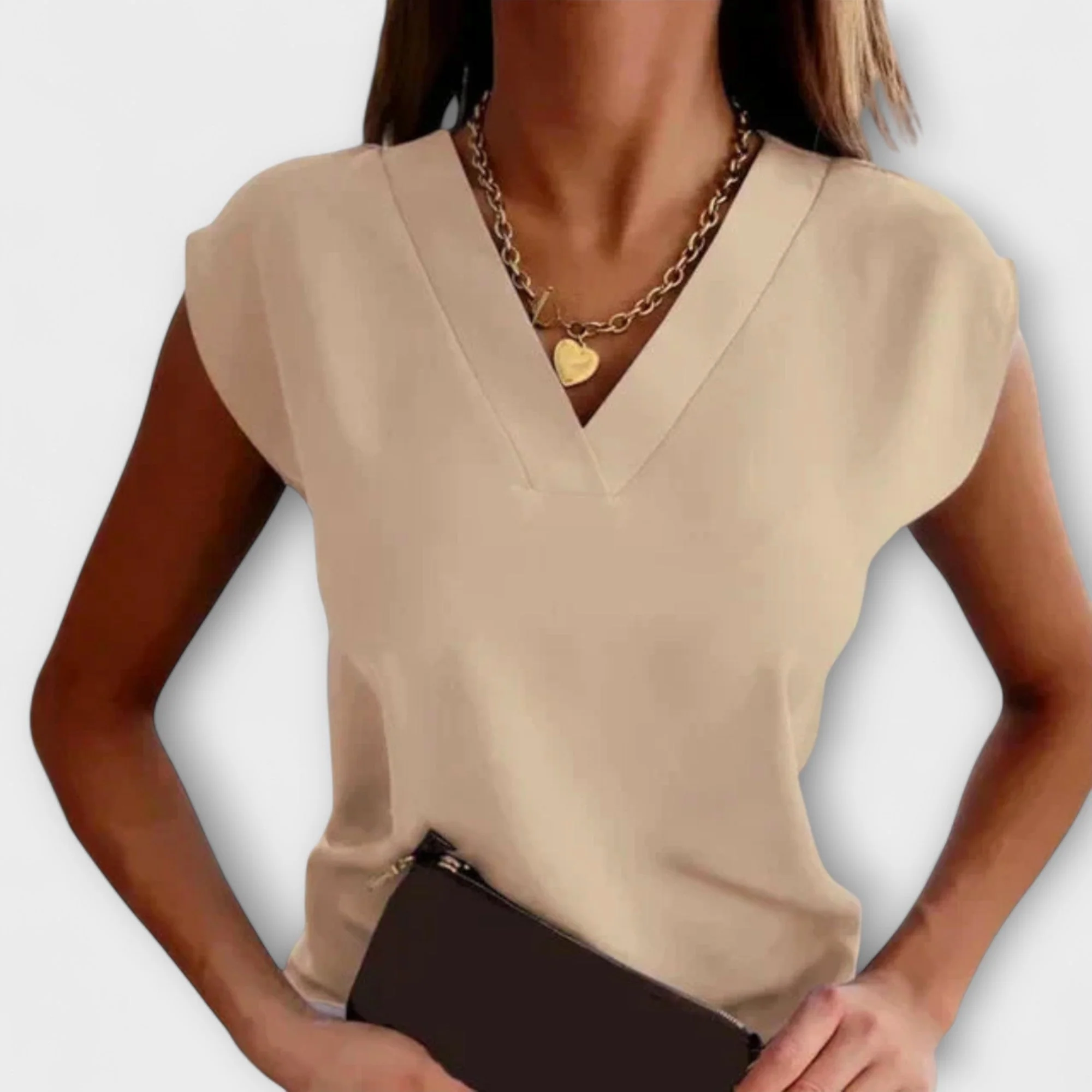 Women's V-Neck Summer Top with Loose Sleeves
