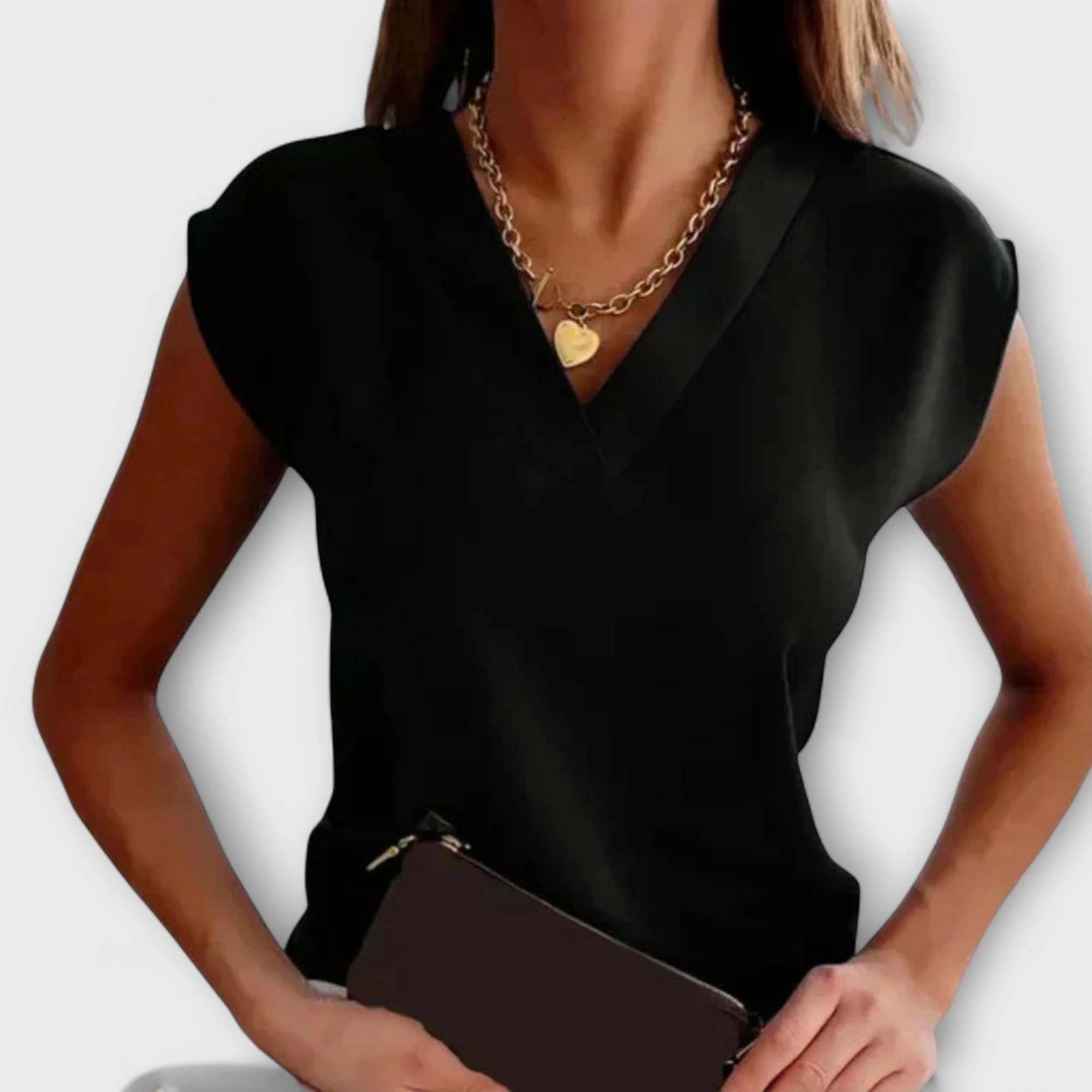 Women's V-Neck Summer Top with Loose Sleeves